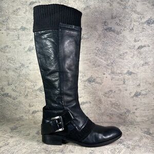 Apepazza ZEBU black leather/knit boots, size 7.5